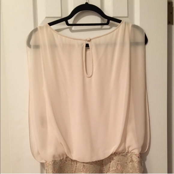 🛳 Designer’s Aidan Mattox Beige Drape Chiffon Cocktail Sequin Dress - Picture 14 of 16